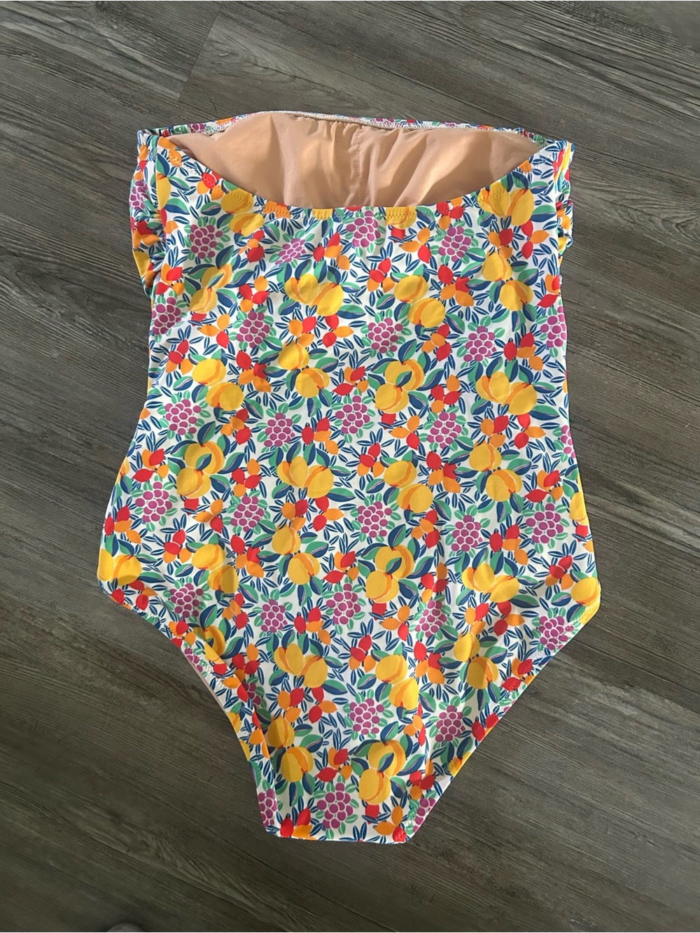 J. Crew Tropical Fruit Print Ruched Bandeau One Piece Swimsuit Sz m - Picture 6 of 6